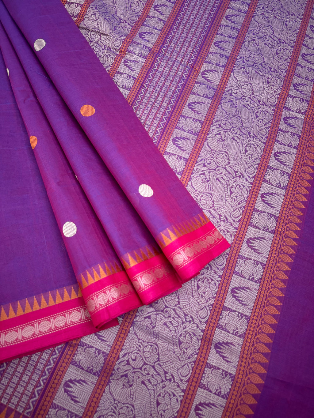 Corporate Style Mangalavastaram - red short violet with small rudurakasham woven borders