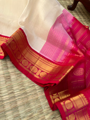 Korvai Silk Cotton - off white and pink