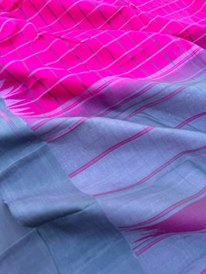 Signature Silk Cotton -pink and grey kattam