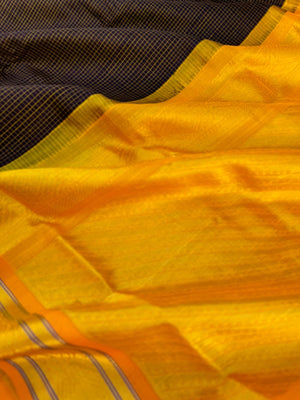 Korvai Silk Cottons - Coffee bean podi kattam golden pallu and blouse