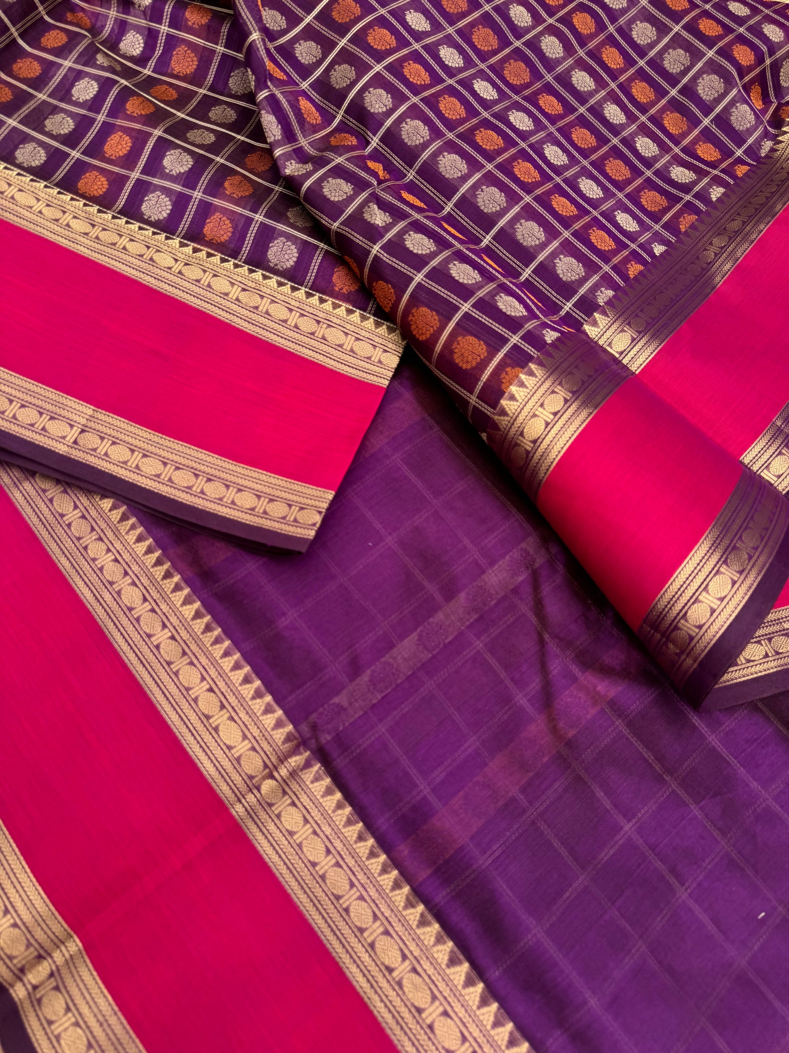 Woven Motifs Silk Cotton - deep dark purple 1000 buttas