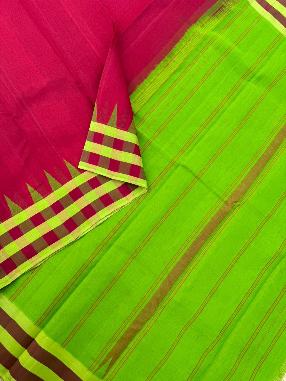 Signature Silk Cotton - deep aarku maroon plain body with chex woven borders