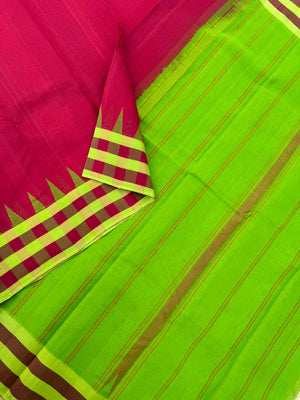 Signature Silk Cotton - deep aarku maroon plain body with chex woven borders