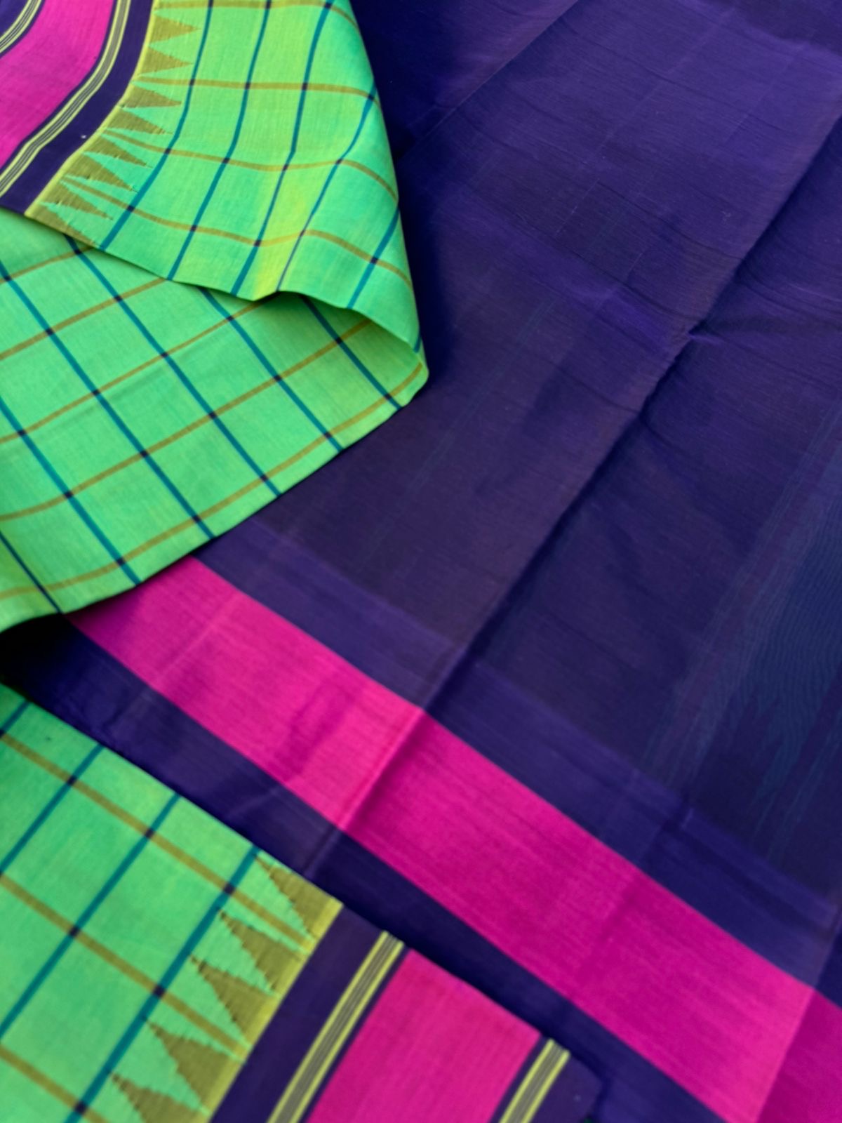 Signature Silk Cotton - pale aqua green and navy blue totaly unusual