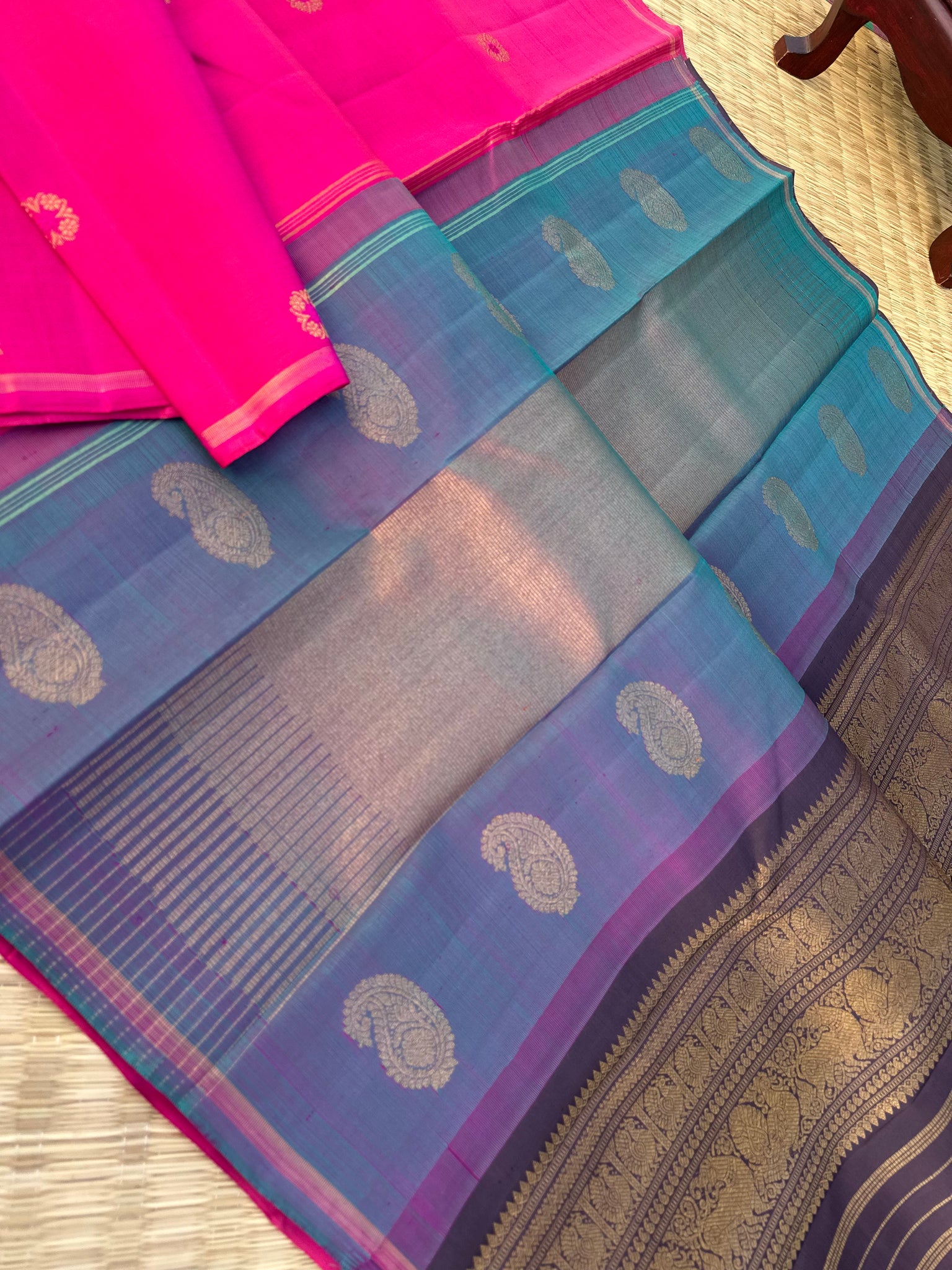 Diwali Edits - Kanchivaram For All Occasions - most gorgeous pink borderless kanchivaram with double pallu concept with butta woven blouse