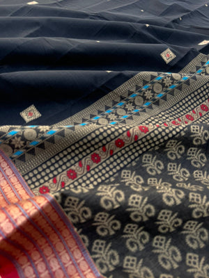 Mangalavastaram - black with Meenakari woven buttas and pall