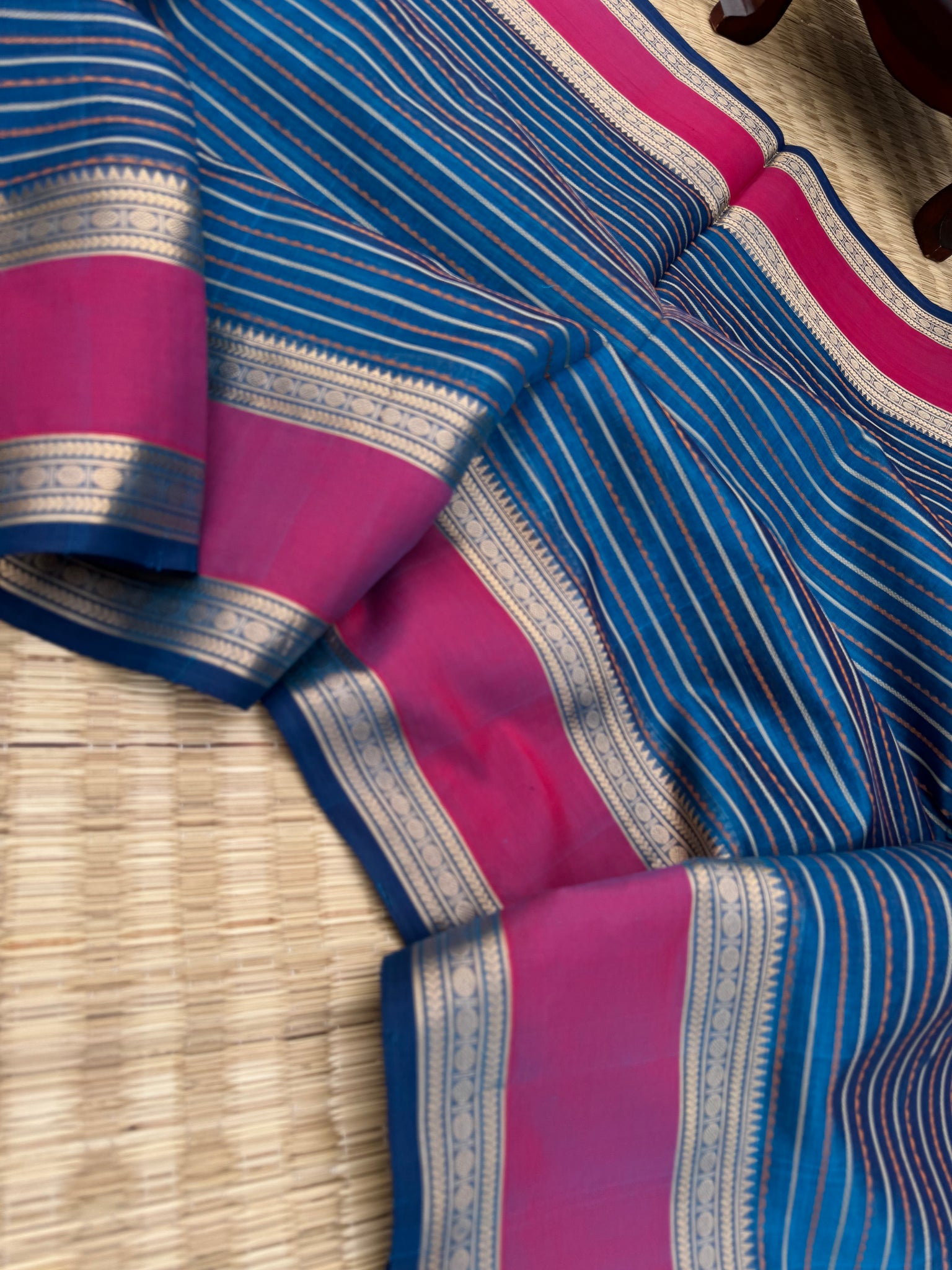Woven Motifs Silk Cotton - a stunning burnt blue veldhari