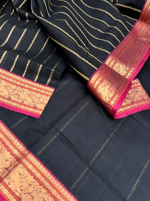 Black Edition of Zari Kissed Silk Cotton - stunning vertical veldhari