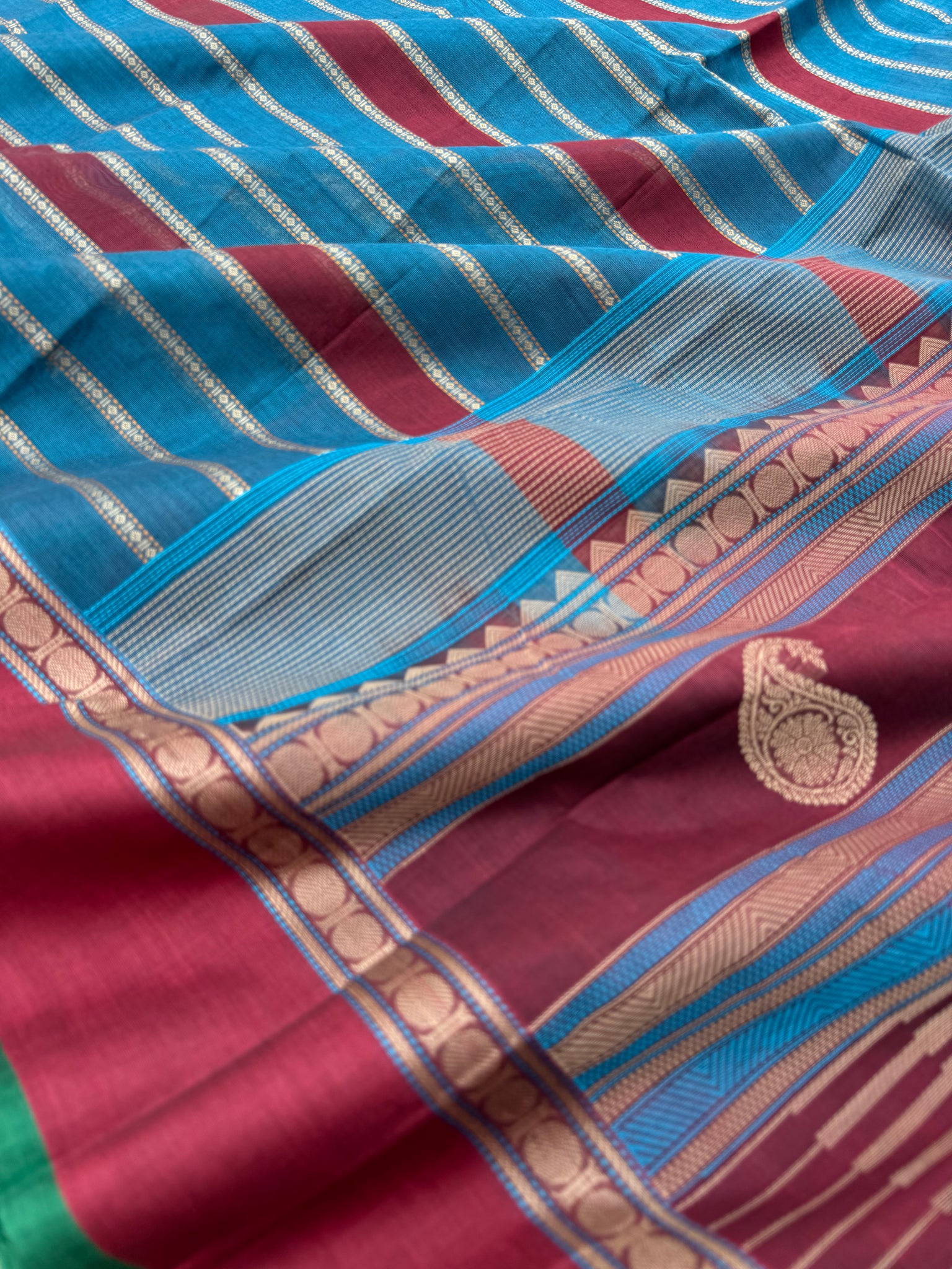 Mangalavastaram - deep burnt blue veldhari