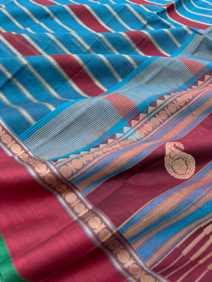 Mangalavastaram - deep burnt blue veldhari