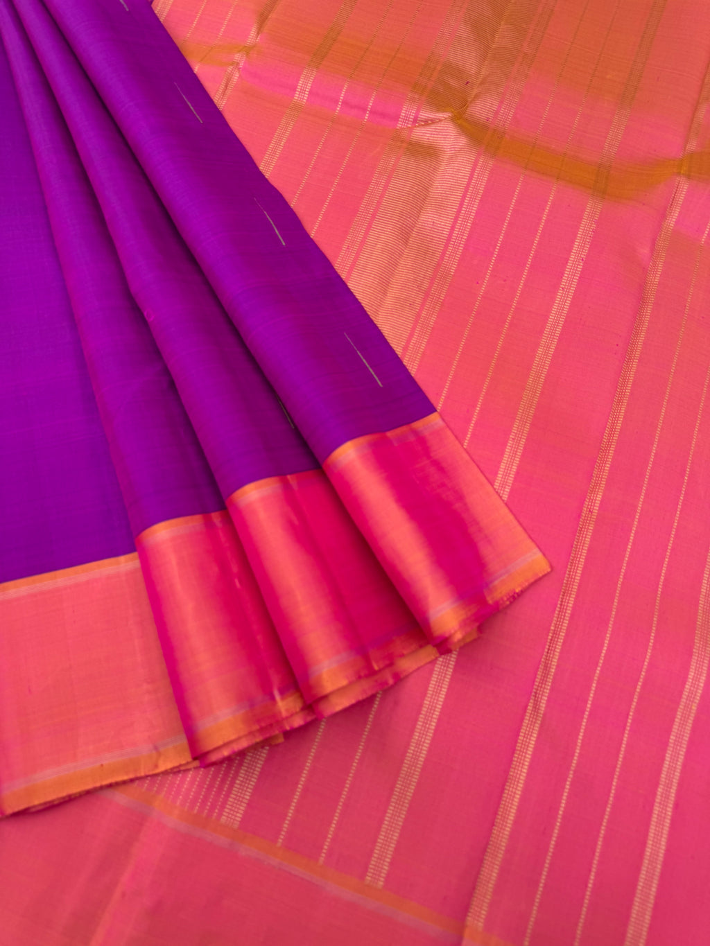 Diwali Edits - Kanchivaram For All Occasions - stunning purple and peach rain drops woven buttas
