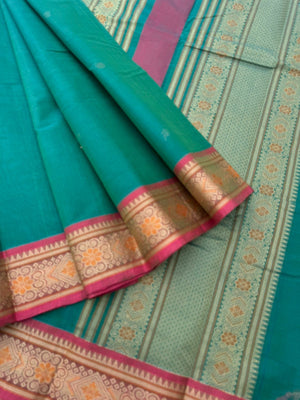 Mangalavastaram - rama green with meerakari borders
