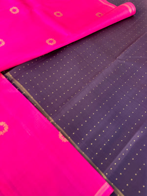 Diwali Edits - Kanchivaram For All Occasions - most gorgeous pink borderless kanchivaram with double pallu concept with butta woven blouse