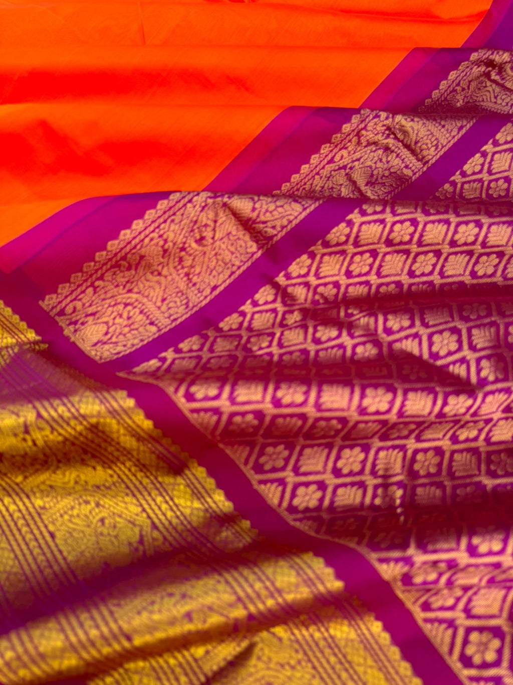 Korvai Silk Cottons - orange majentha