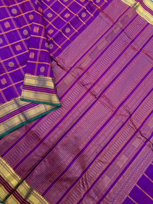Woven Motifs Silk Cotton - deep purple mayil chackaram
