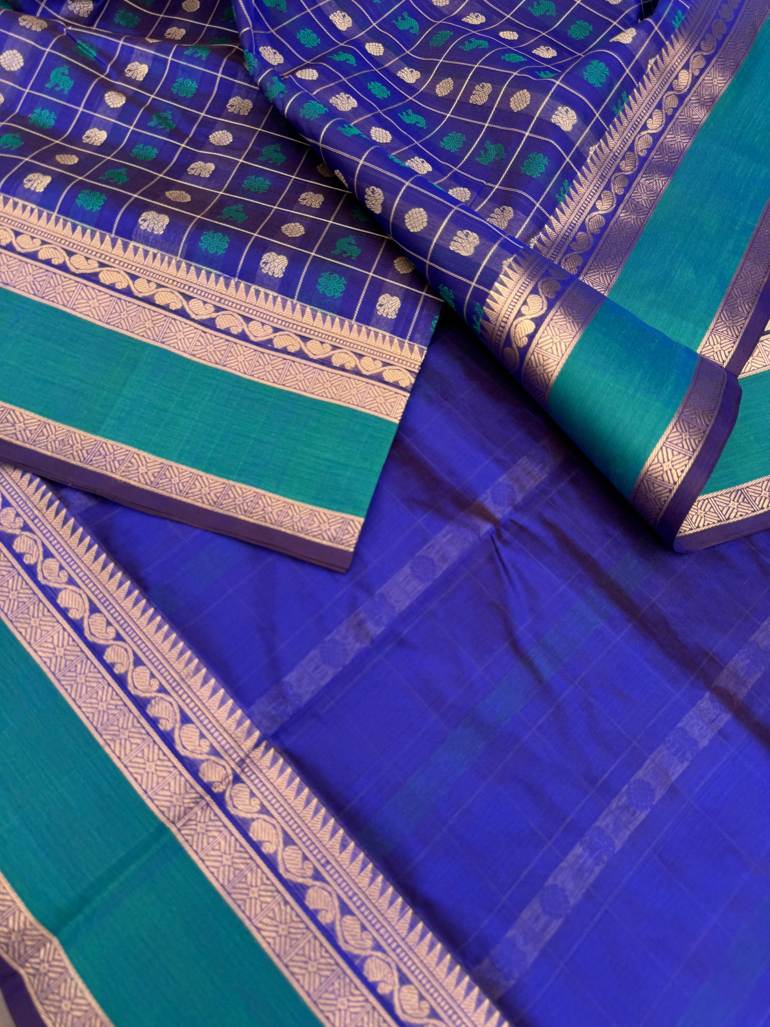 Woven Motifs Silk Cotton - ink blue 1000 buttas