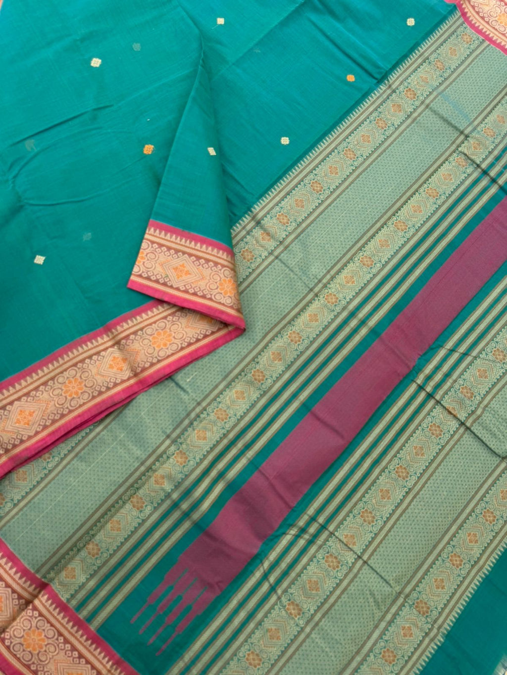 Mangalavastaram - rama green with meerakari borders
