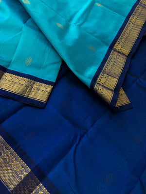 Bliss of Korvai Silk Cottons - shades of blue