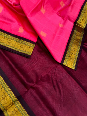 Korvai Silk Cottons - pink and burgundy