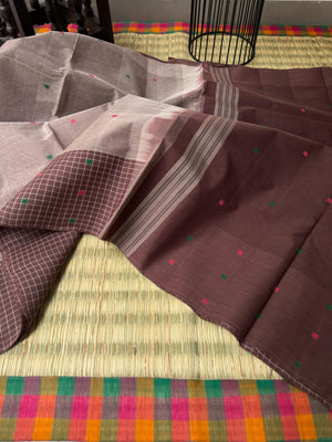 Pragatham - Contrast Play - ovaltean grey one side border chexs