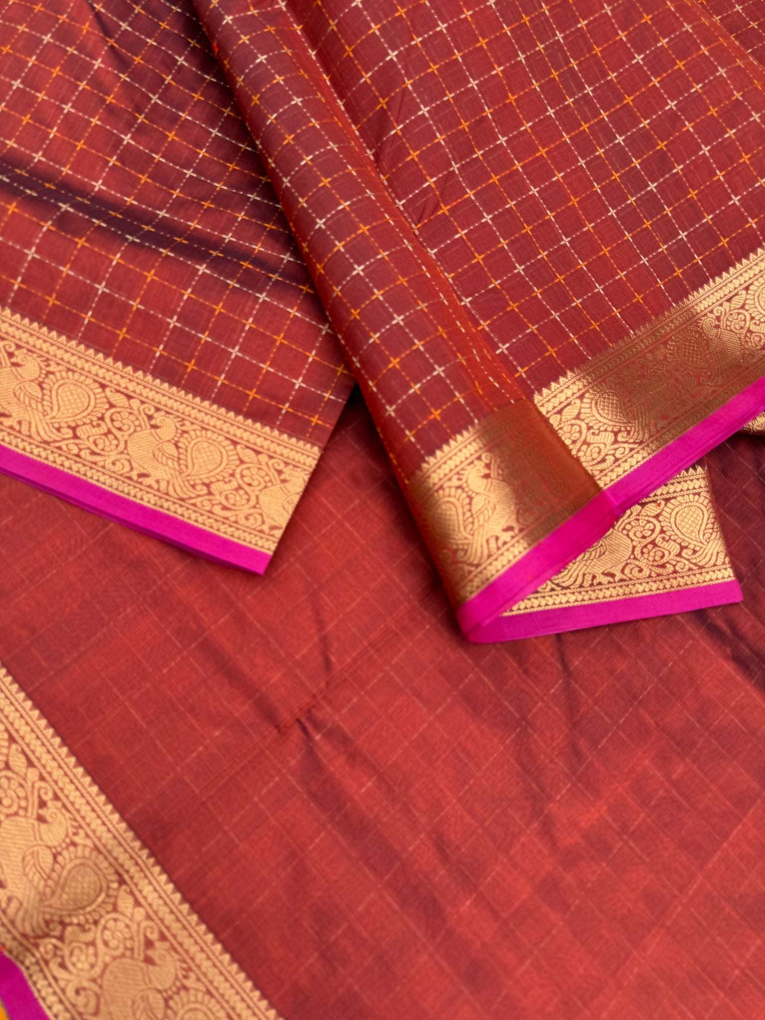 Woven Motifs Silk Cotton - maroon pluse buttas