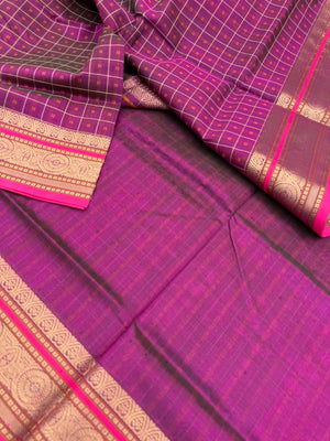 Woven Motifs Silk Cotton - green short majentha pooja Lakshadeepam