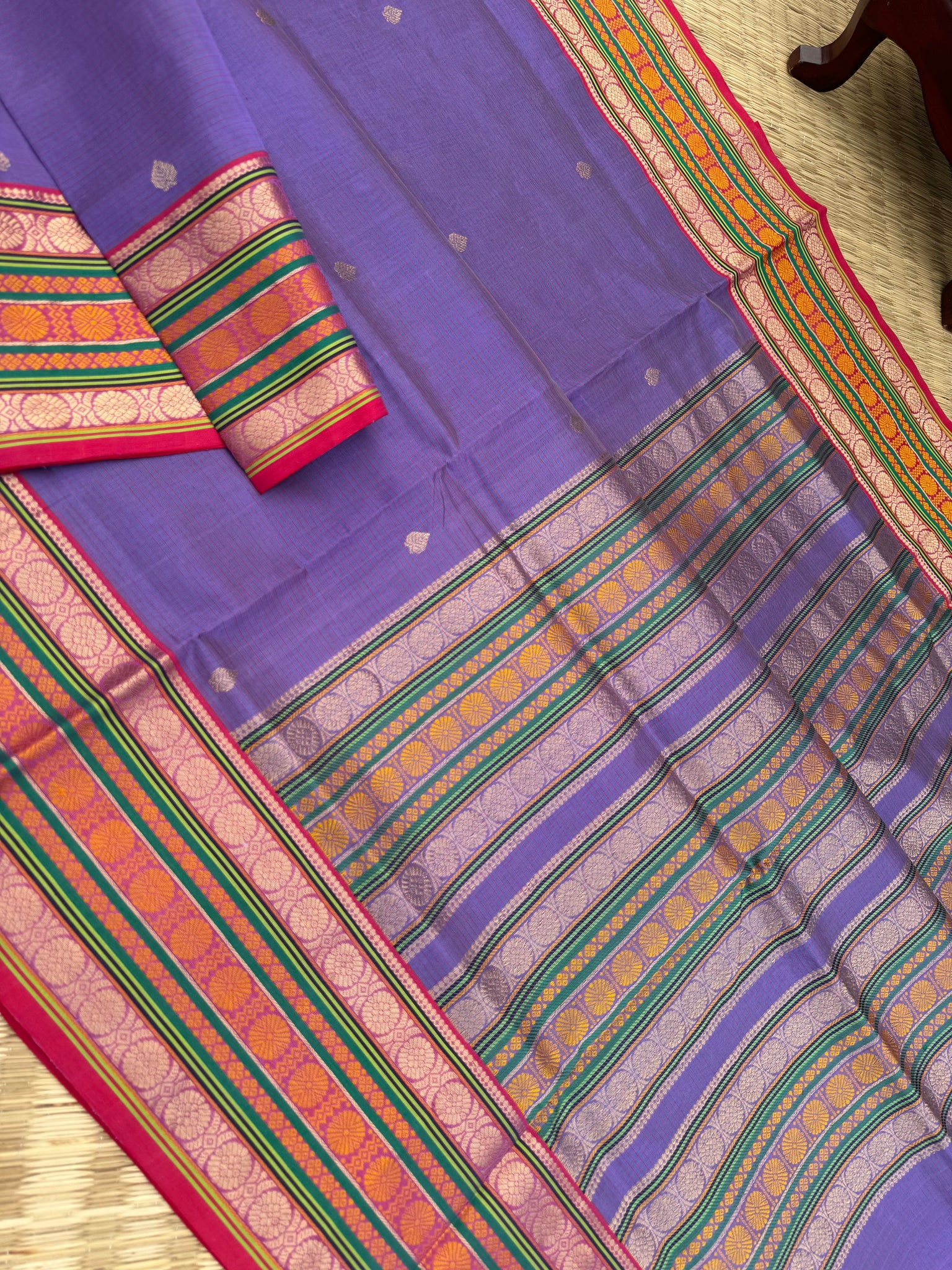 Zari Kissed Silk Cotton - greyish lavender varusai pett