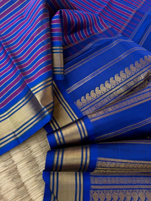 Kattam Koodu on Kanchivaram - the most vintage style zari stripes woven body with classy pallu