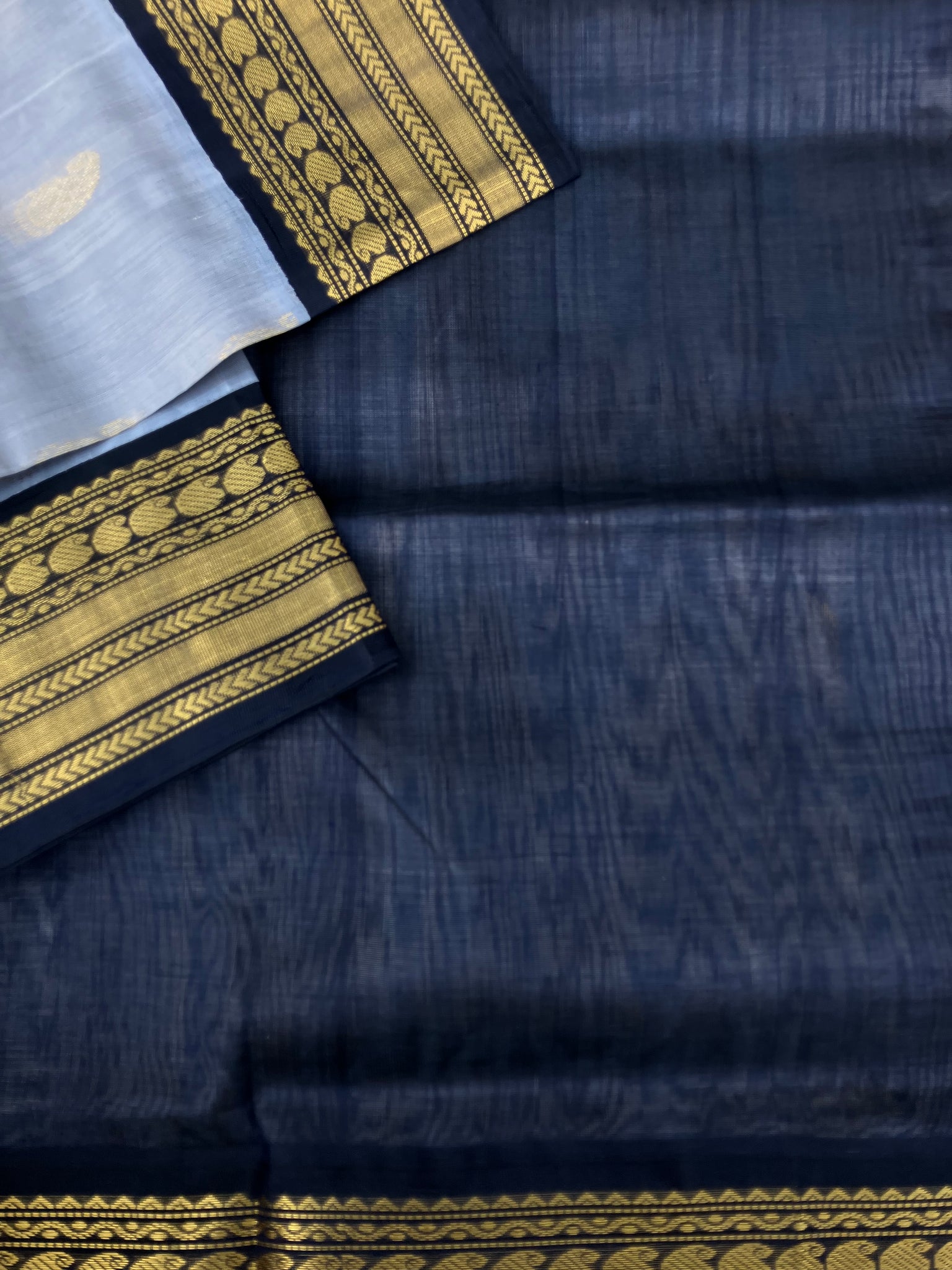 Korvai Silk Cotton - grey and black !