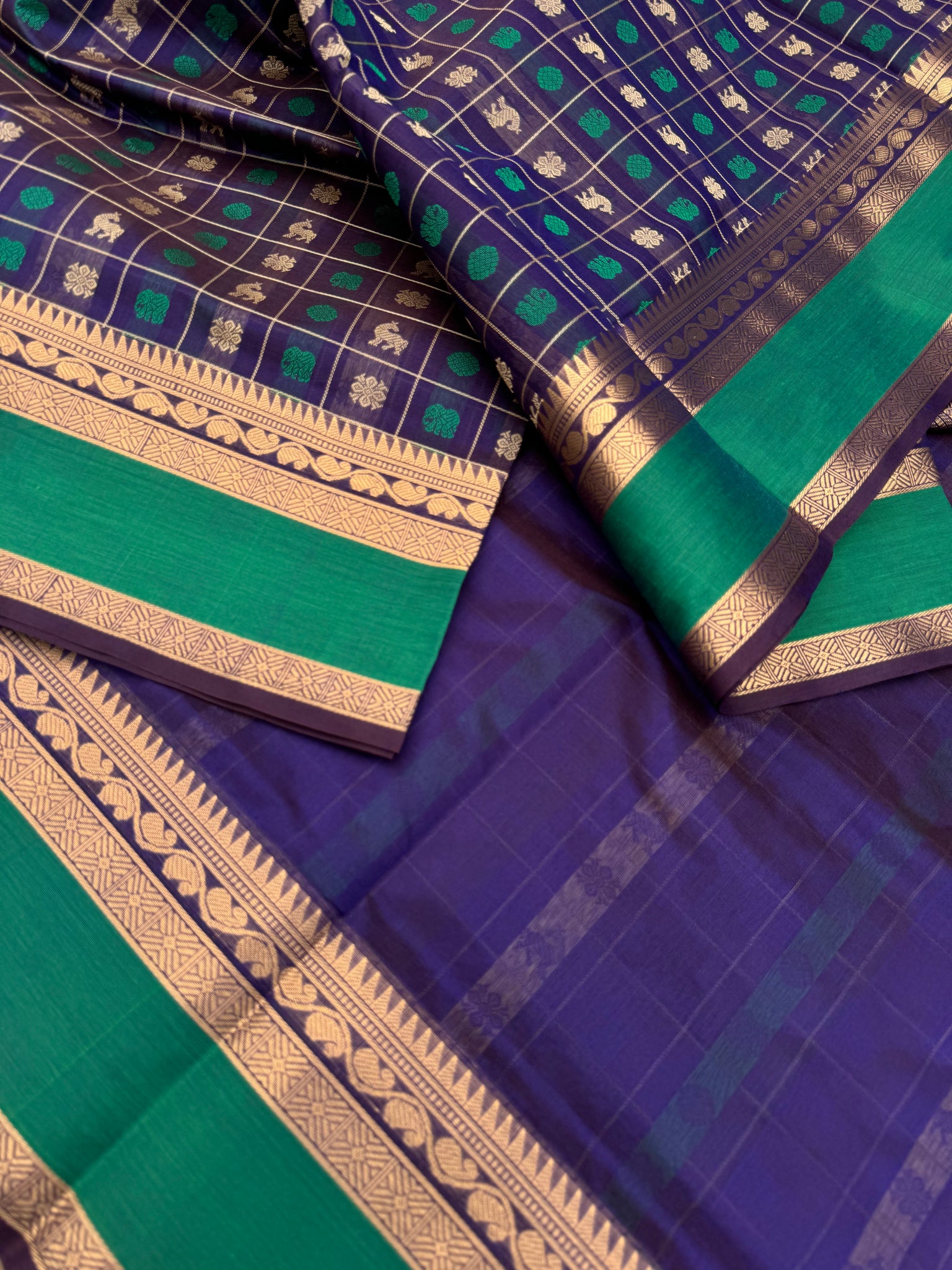 Woven Motifs Silk Cotton - deep navy blue 1000 buttas