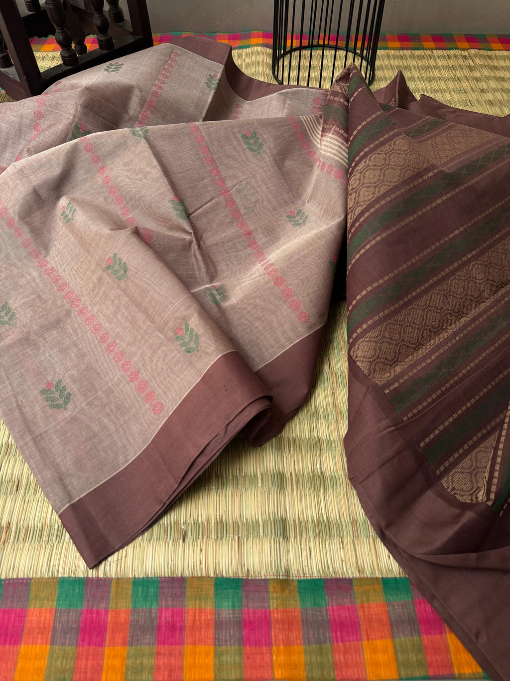 Pragatham - Contrast Play - dusky beige and chocolate