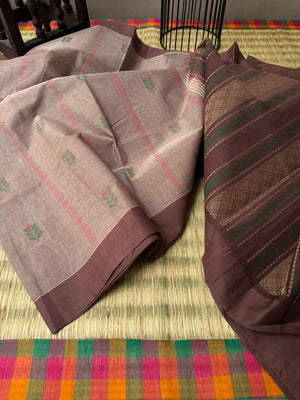 Pragatham - Contrast Play - dusky beige and chocolate