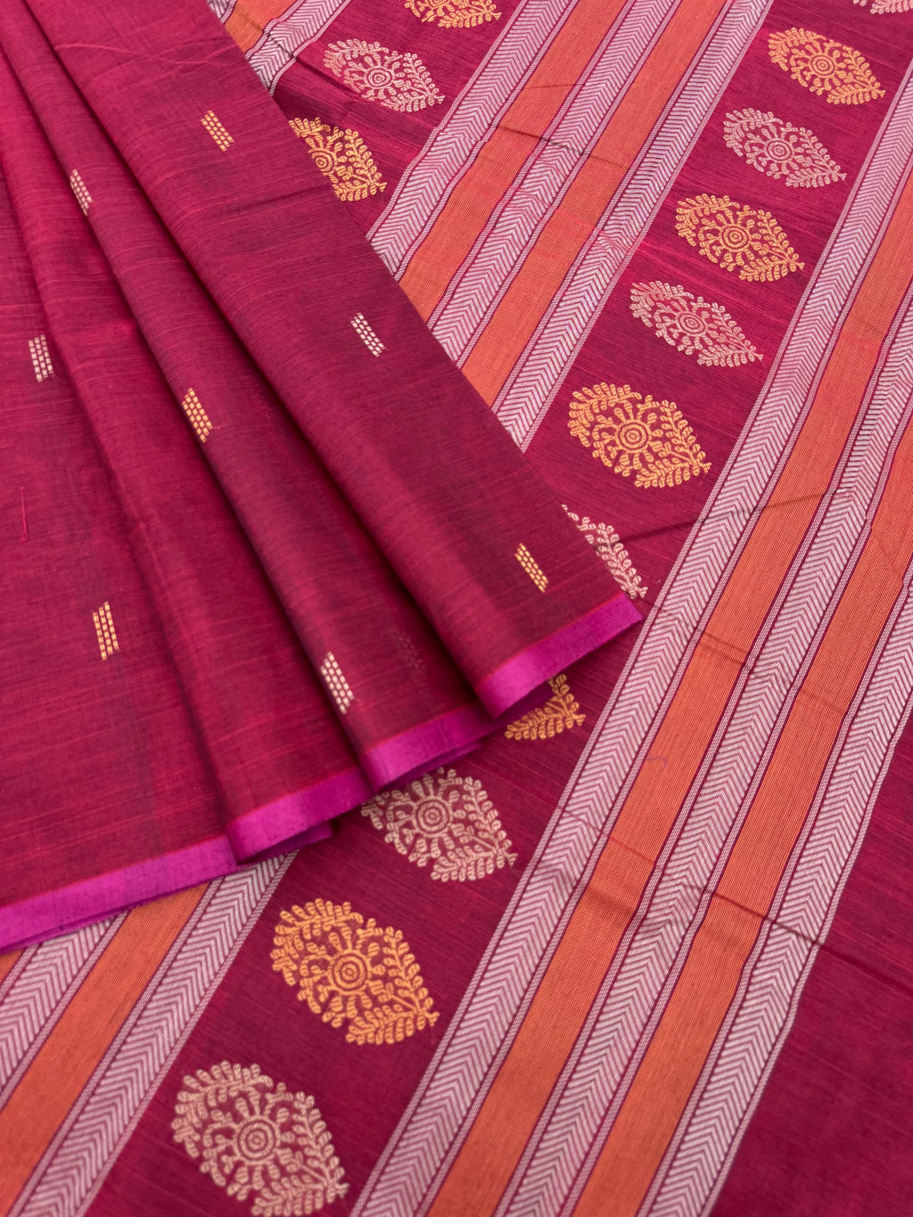 Corporate Style Mangalavastaram - deep reddish maroon with meenakari pallu