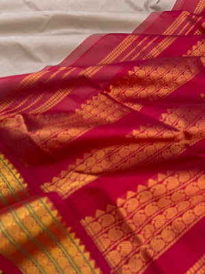 Korvai Silk Cottons - greyish beige and maroon