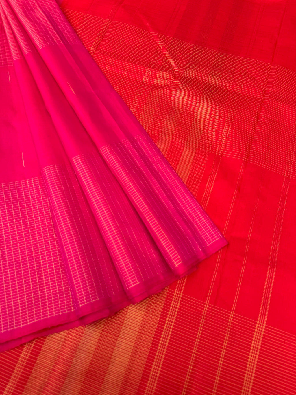 Aadthyayam – The Everyday Kanchivaram - a stunning pink body with red pallu and blouse