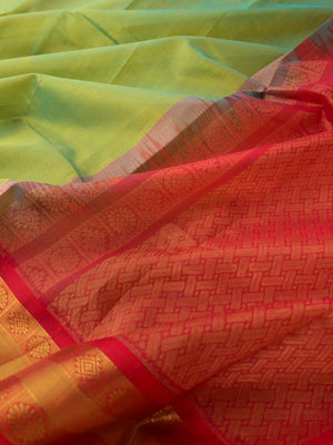 Colours of Korvai Silk Cotton - short green and red