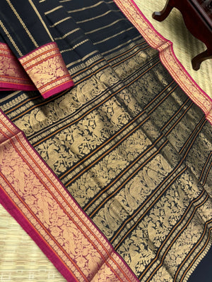 Black Edition of Zari Kissed Silk Cotton - stunning vertical veldhari