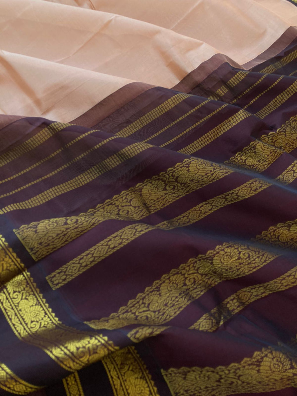 Korvai Silk Cottons - beautiful biscuit beige and coffee bean