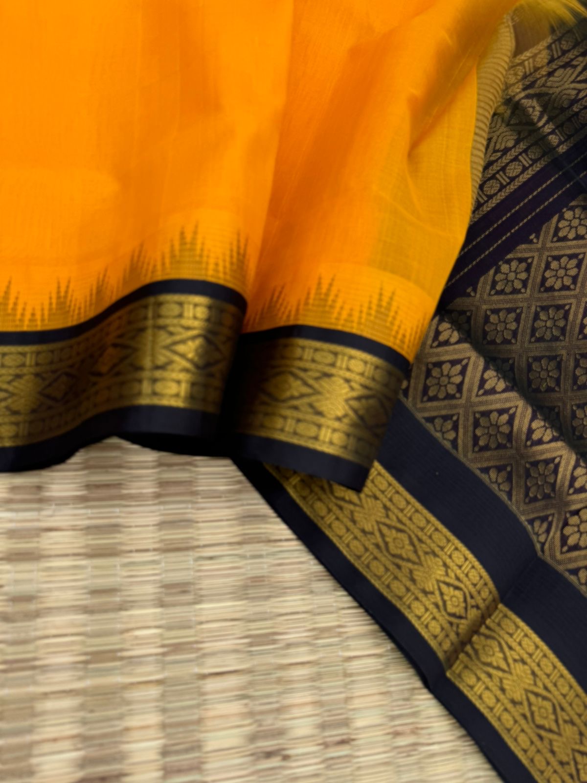 Korvai Silk Cottons - mango yellow and black
