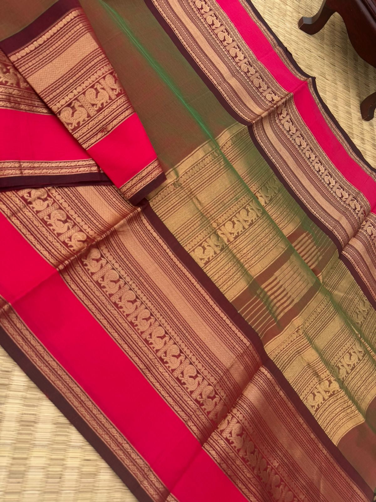 Zari Kissed Silk Cotton - the grandest manthulir tone woven borders