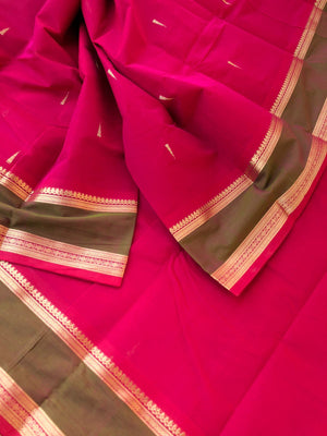Mangalavastaram - Zari Touched - red short pink corner yali and parrot buttas