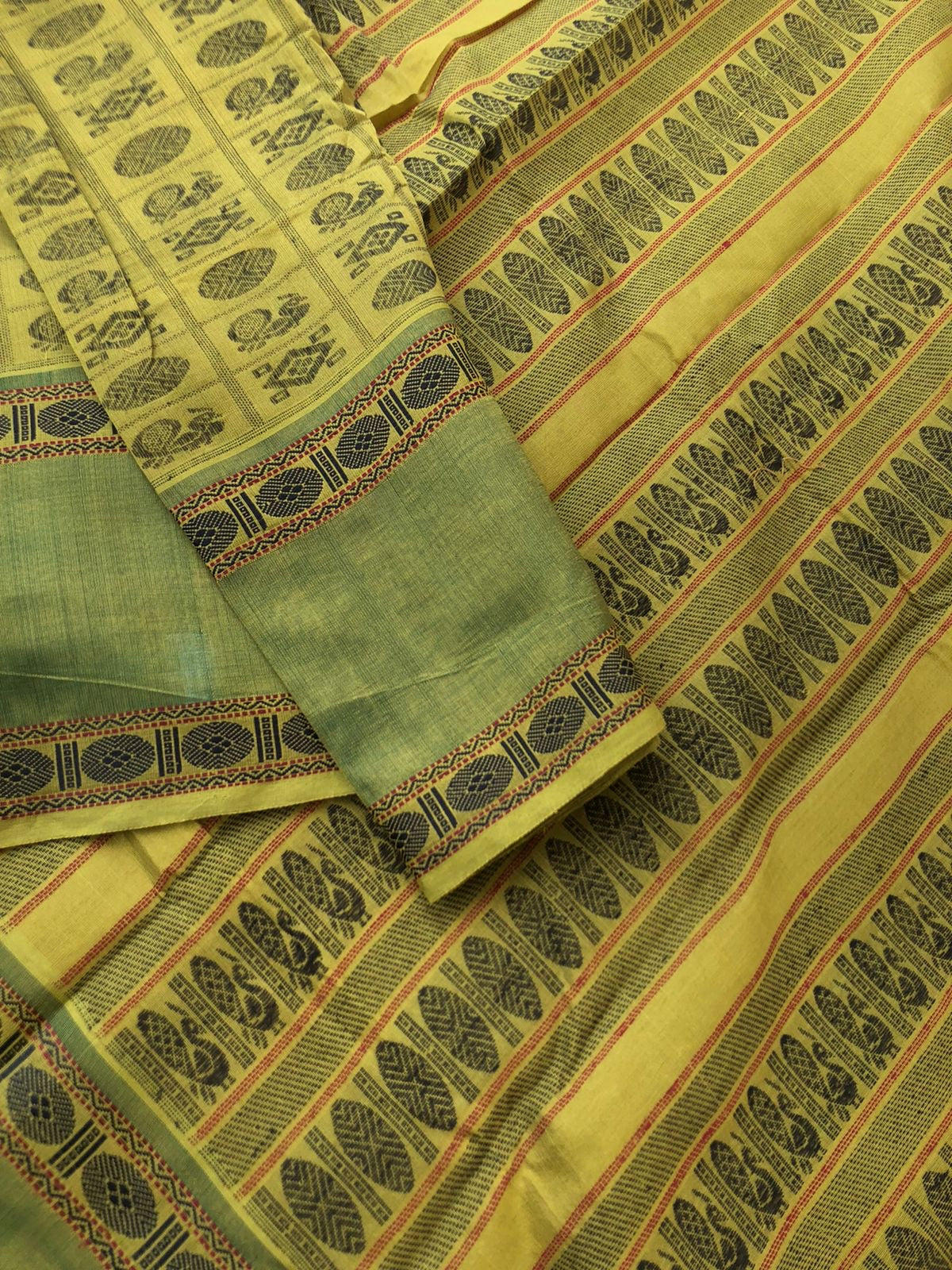Woven Motifs Silk Cotton - pale green 1000 buttas