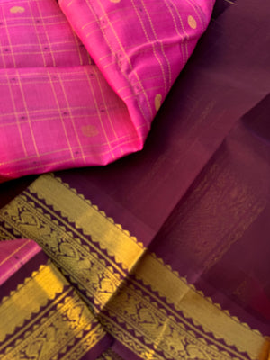 Korvai Silk Cotton - pink and burgundy