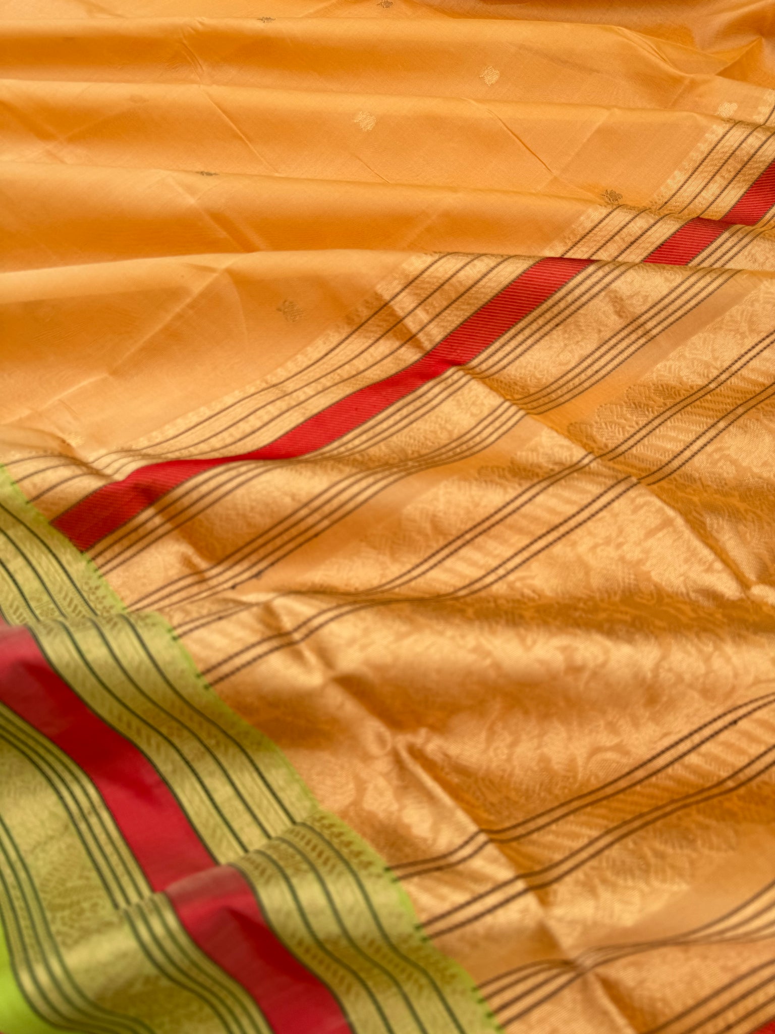 Zari Kissed Silk Cotton - pastel pale apricot yellow a rare find tone