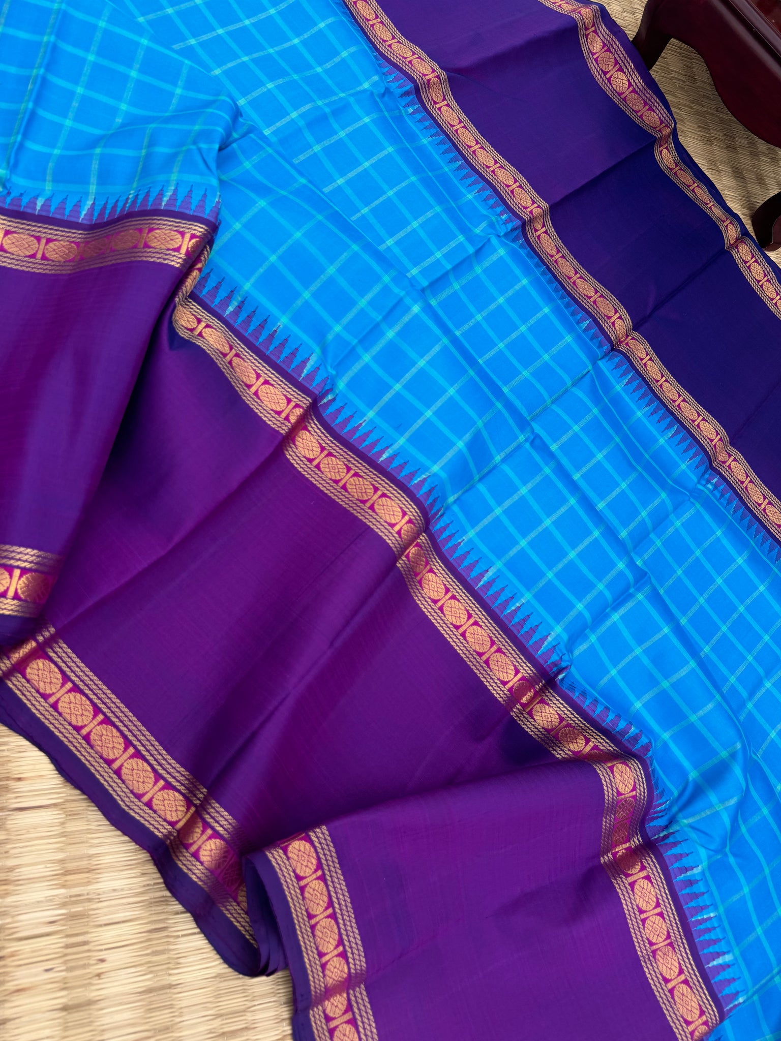 Paarambarayam - Vintage Vibes on Every Thread - most beautiful blue and most vintage blue on violet with kalakshtera style broad borders