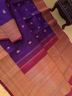 Antique Touch Kanchivarams - dual tone short violet purple and maroon is gorgeous