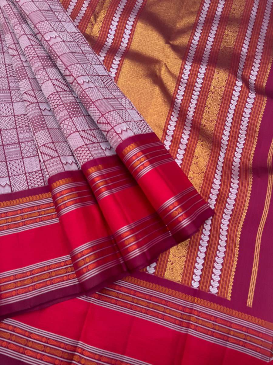 Vintage Ragas on Kanchivarams - deep dark maroon aaraku with 108 motif ...