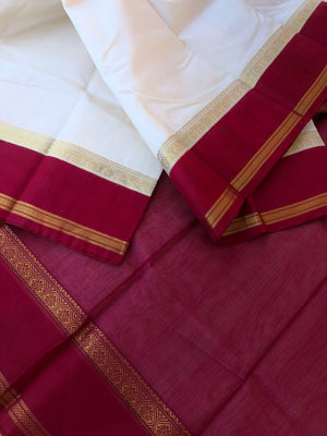 Margazhi Vibrs on Korvai Silk Cotton - off white and aaraku