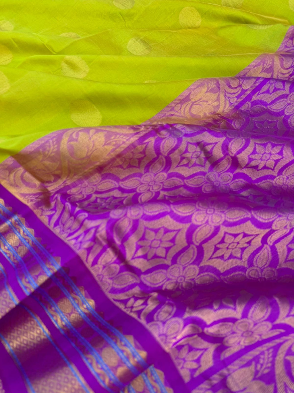 Korvai Silk Cottons - freeh green and violet