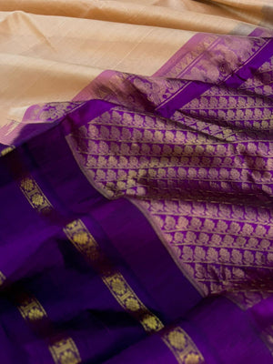 Korvai Silk Cottons -sandalwood and deep purple